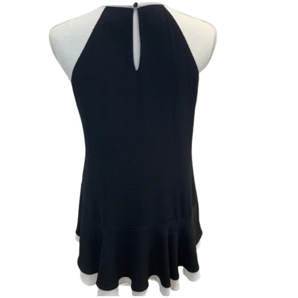 EUC VINCE CAMUTO Size Large Black Sleeveless Halter White Ruffle Trim Top - Picture 9 of 16